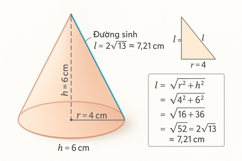 Công thức đường sinh hình nón