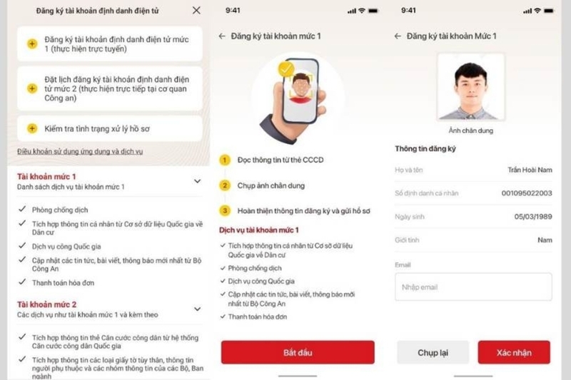 Quy trình đăng ký tài khoản mức một