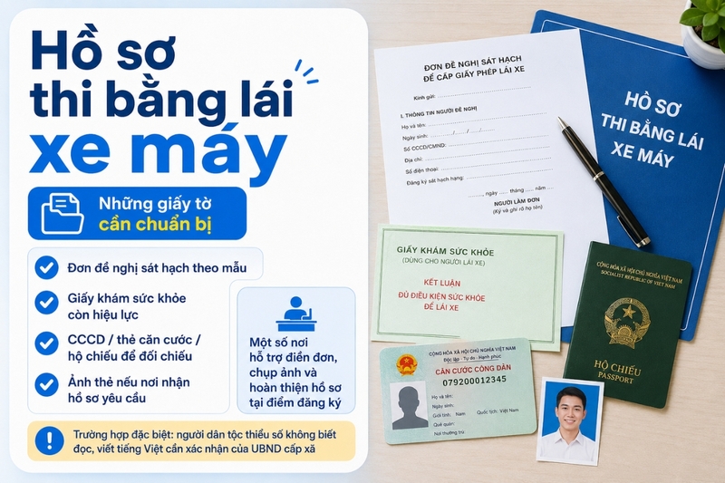 Hồ sơ thi bằng lái xe máy cần chuẩn bị