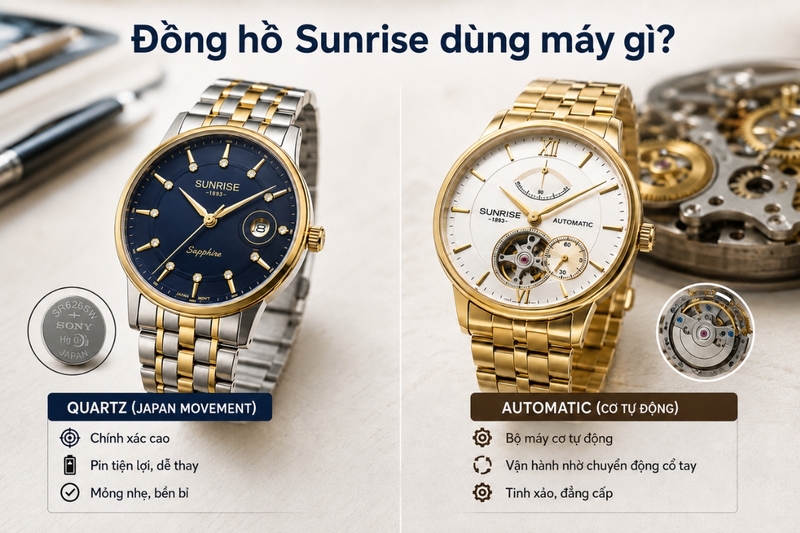 Đồng hồ Sunrise dùng máy gì?