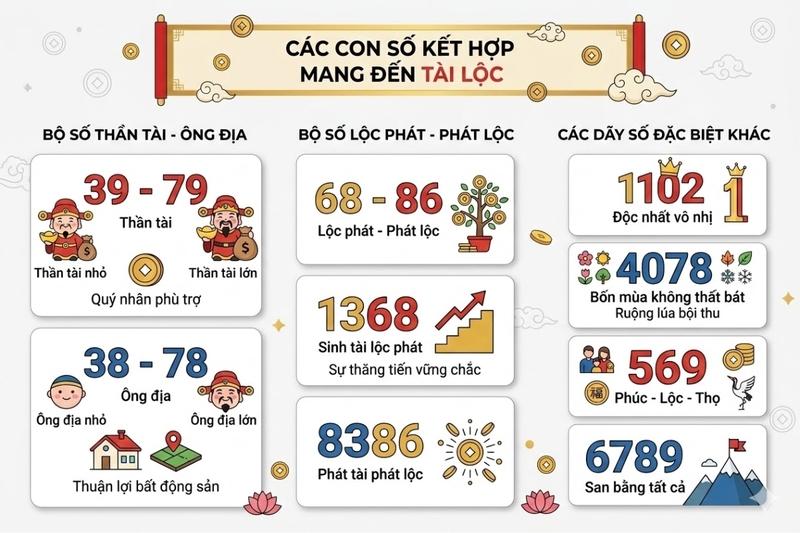 Các con số kết hợp mang đến tài lộc