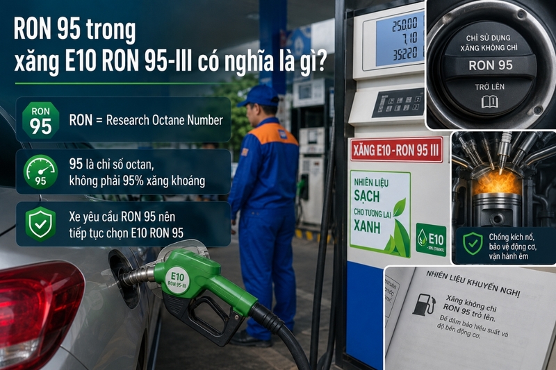 RON 95 trong xăng E10 RON 95-III có nghĩa là gì?