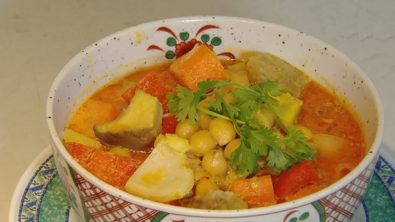 Đậu gà nấu cà ri chay