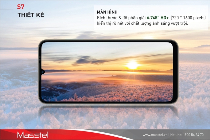 Masstel S7 được trang bị màn hình IPS LCD kích thước 6.745 inch