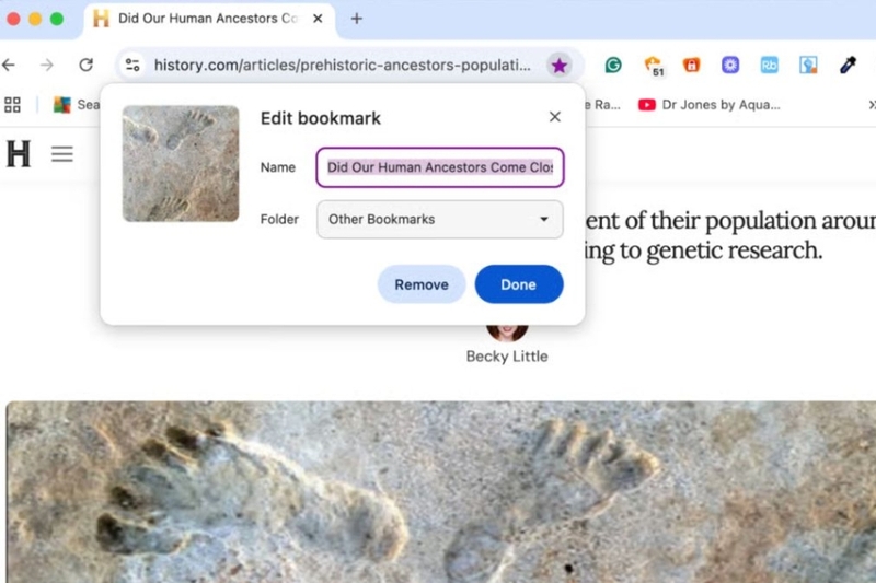 Cách tạo bookmark trên Google Chrome