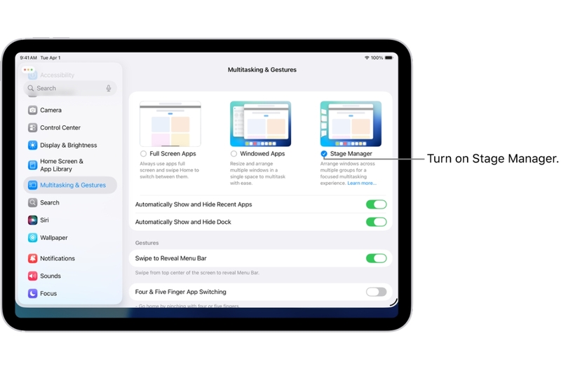 Kích hoạt Stage Manager