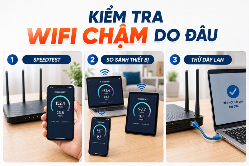 Cách kiểm tra WiFi chậm do đâu