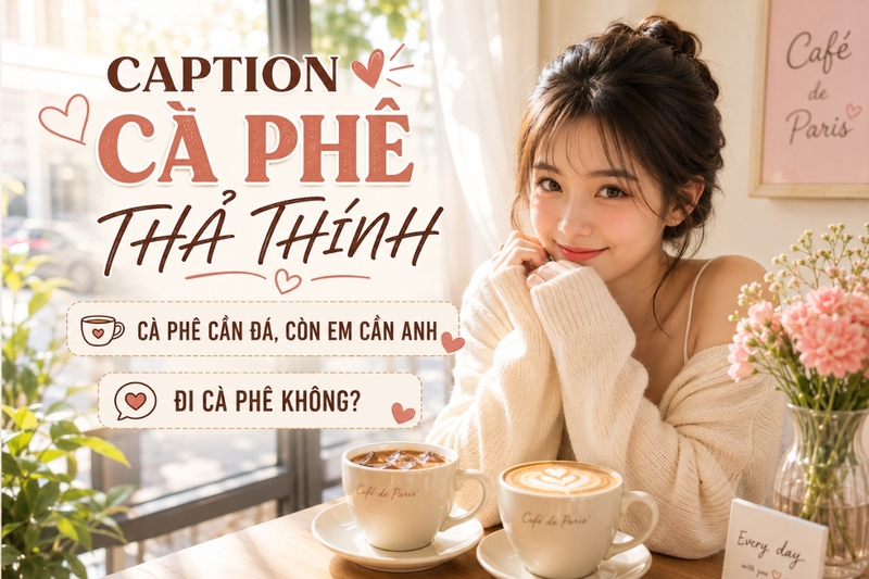 Caption cà phê thả thính