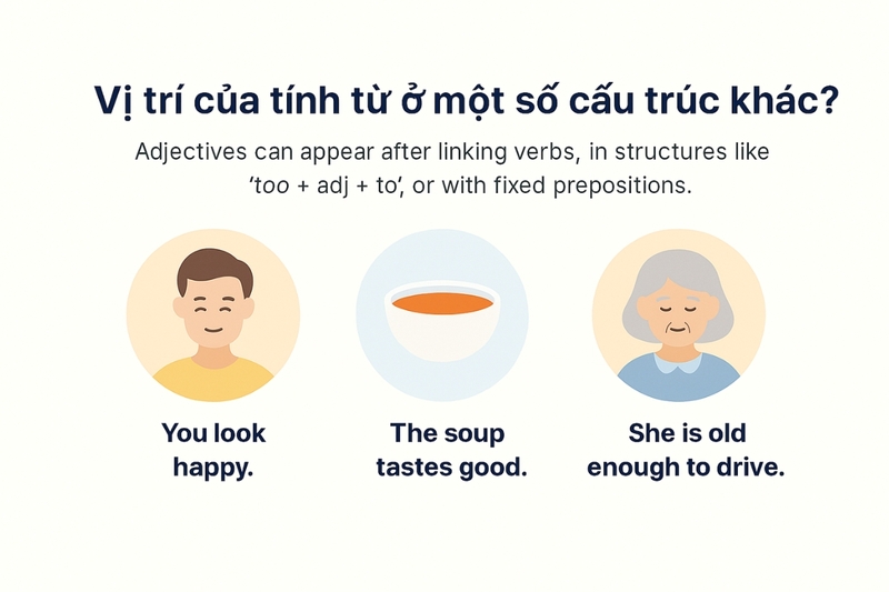 Vị trí của tính từ ở một số cấu trúc khác