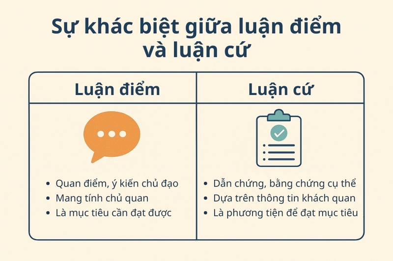 Sự khác biệt giữa luận điểm và luận cứ