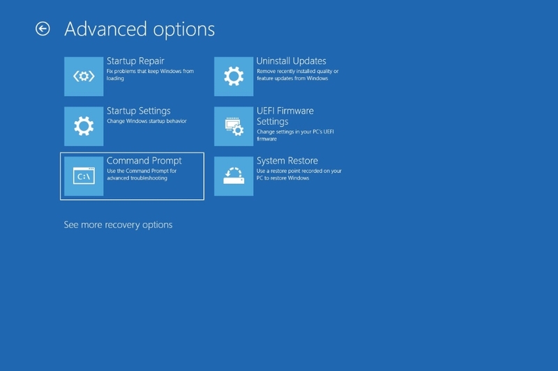 Troubleshoot → Advanced options