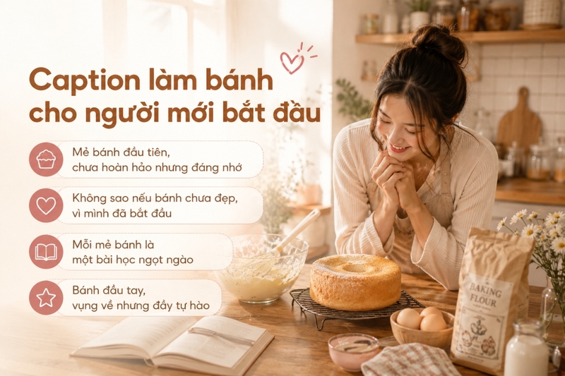 Caption làm bánh cho người mới bắt đầu