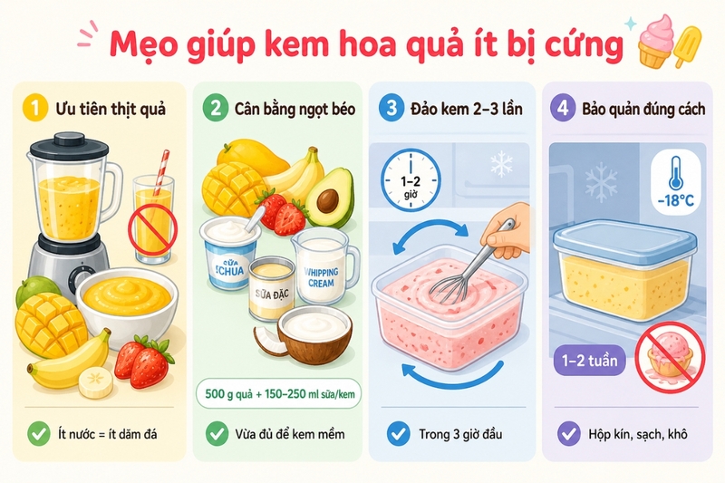 Mẹo gi&uacute;p kem hoa quả &iacute;t bị cứng sau khi cấp đ&ocirc;ng