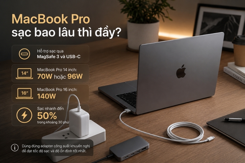 MacBook Pro sạc bao lâu thì đầy?