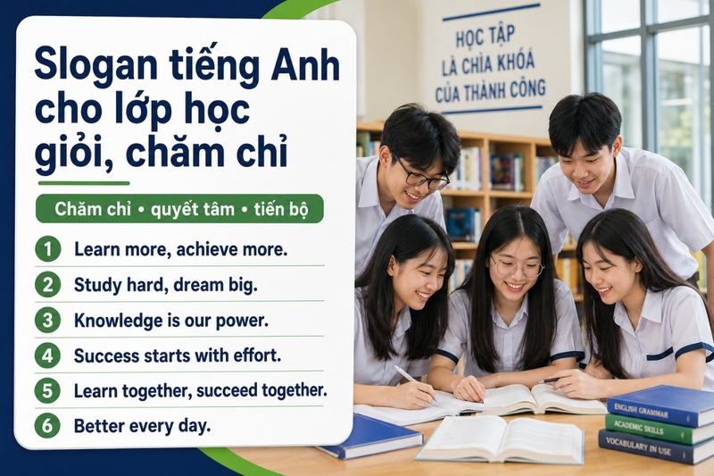 Slogan tiếng Anh cho lớp học giỏi, chăm chỉ