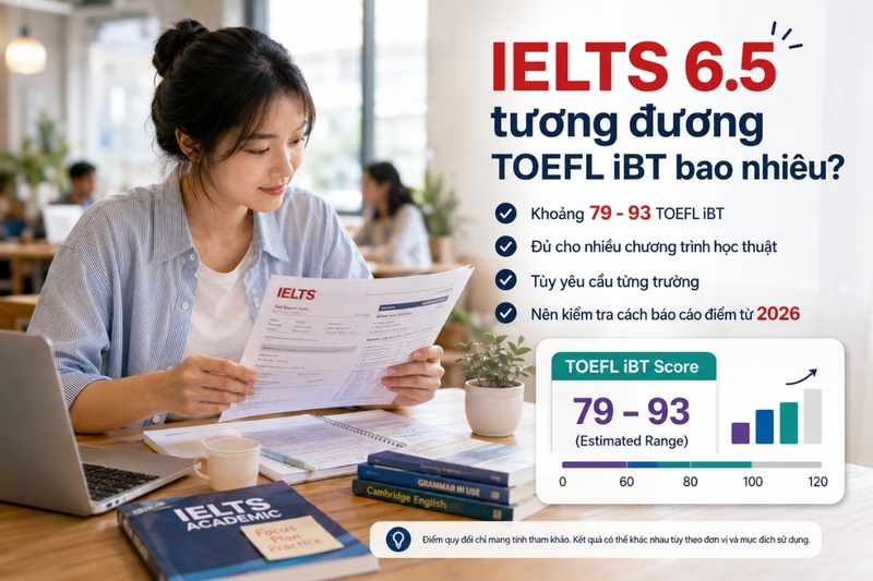 IELTS 6.5 tương đương TOEFL iBT bao nhiêu