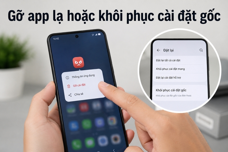 Gỡ bỏ ứng dụng đáng ngờ hoặc khôi phục cài đặt gốc