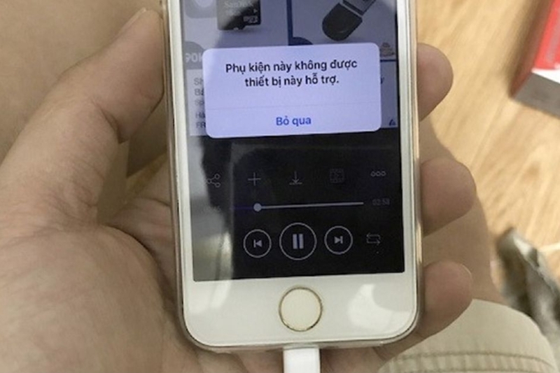 Thiết bị báo lỗi phụ kiện không được hỗ trợ