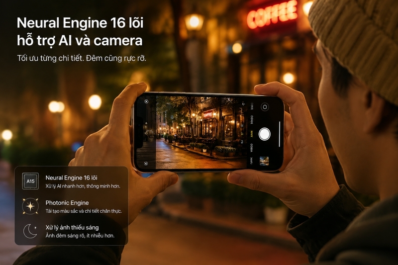 Neural Engine 16 lõi hỗ trợ AI và camera