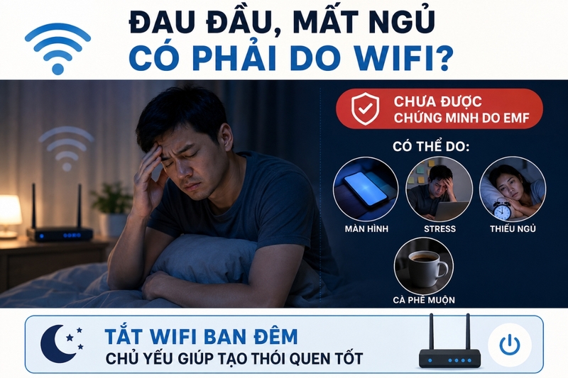 WiFi có gây đau đầu, mất ngủ không