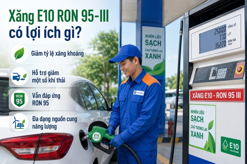 Xăng E10 RON 95-III có lợi ích gì?