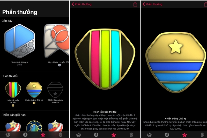 Hệ thống phần thưởng (Awards) của Apple Watch