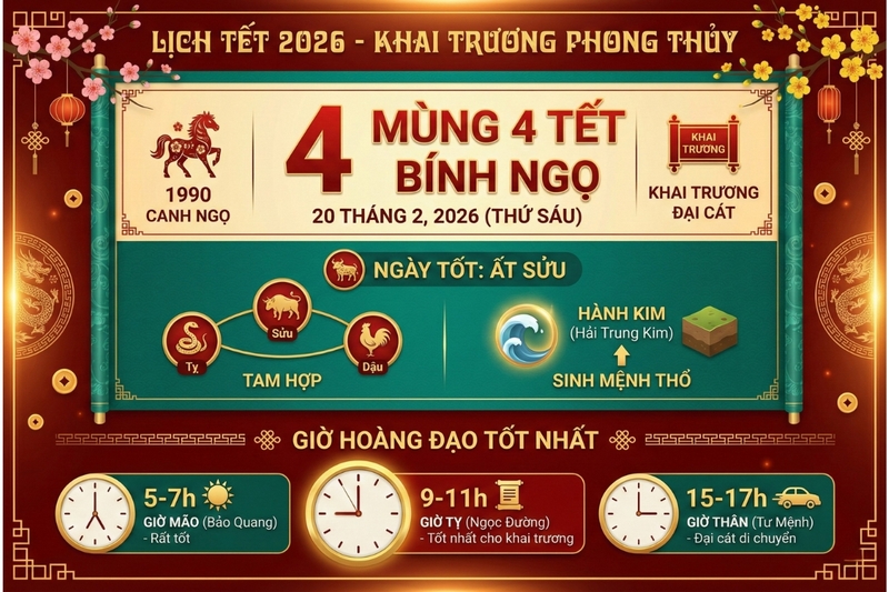 Tuổi Ngọ 1990 khai trương ngày nào tốt 2026 - 2