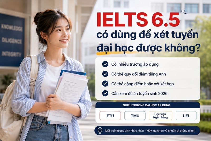 IELTS 6.5 có dùng để xét tuyển đại học được không