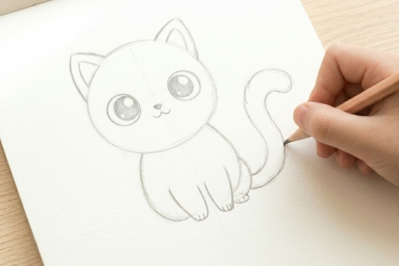 Cách vẽ con mèo chibi - 7