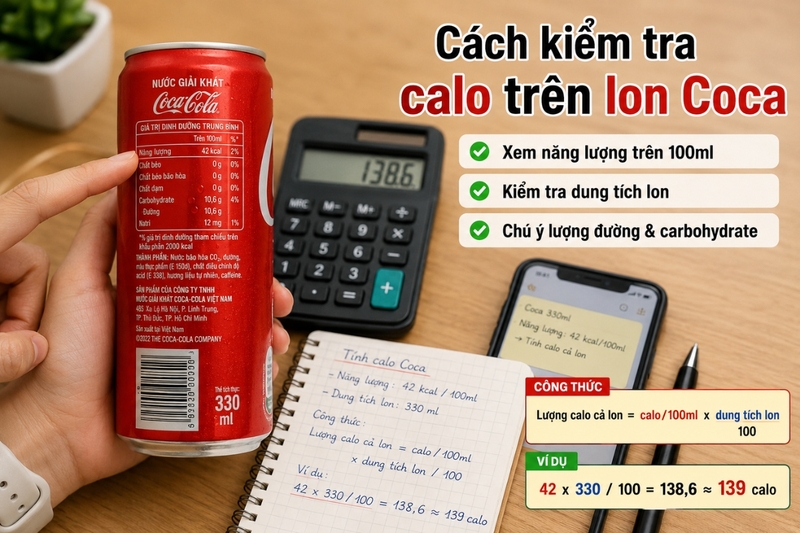Cách kiểm tra calo trên lon Coca