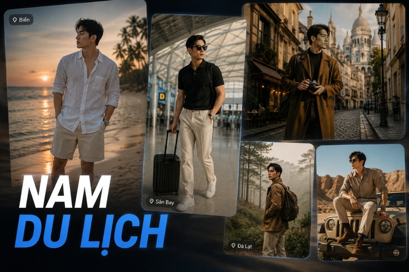 Câu lệnh tạo ảnh nam du lịch