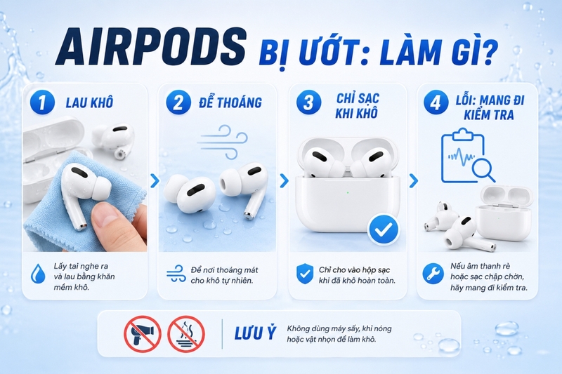 AirPods bị ướt phải làm sao?