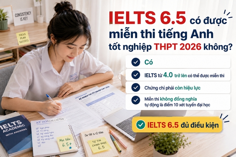 IELTS 6.5 có được miễn thi tiếng Anh tốt nghiệp THPT 2026 không