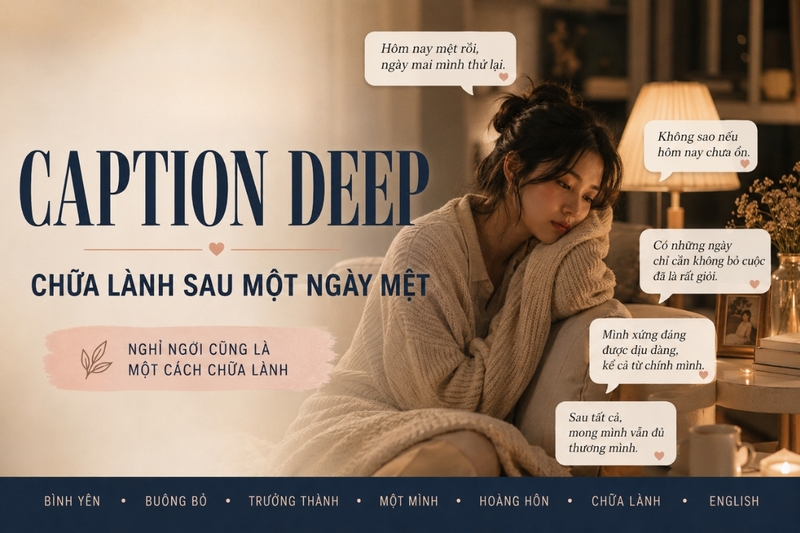 Caption deep chữa lành sau một ngày mệt