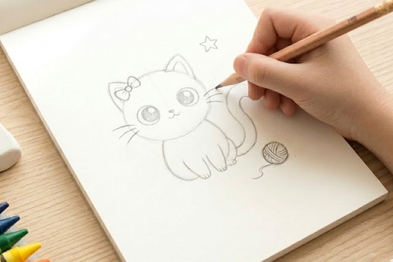 Cách vẽ con mèo chibi - 8
