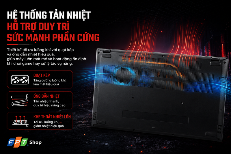 Hệ thống tản nhiệt hỗ trợ duy trì sức mạnh phần cứng