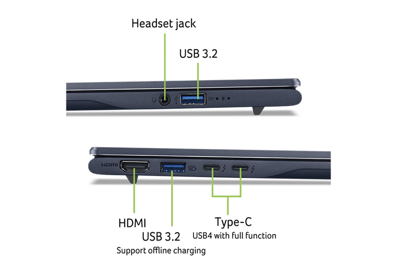 Acer Swift 14 AI SF14-51-53P9 nhiều cổng kết nối