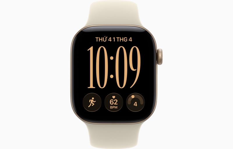Apple Watch Series 12 GPS 42mm Viền nhôm Vàng Nhạt dây cao su Be Cát ảnh 2