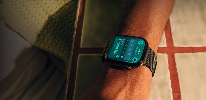 Apple Watch Series 12 GPS 42mm Viền nhôm Vàng Nhạt dây cao su Be Cát ảnh 12