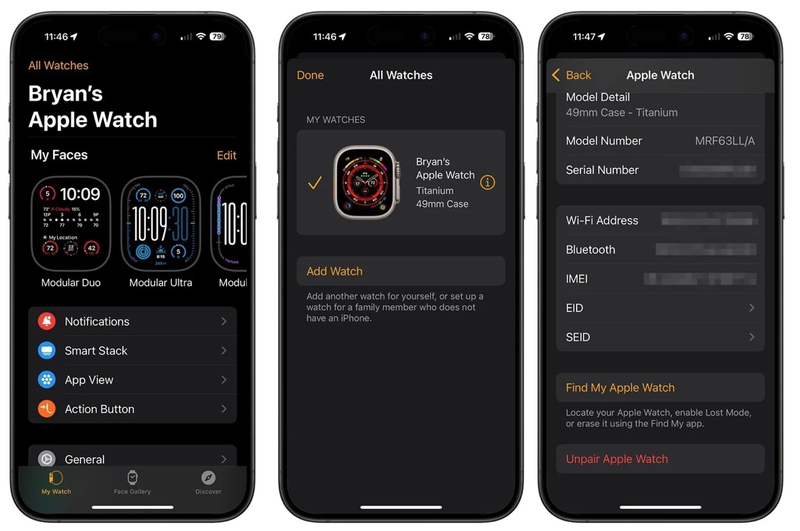 Hủy ghép đôi Apple Watch