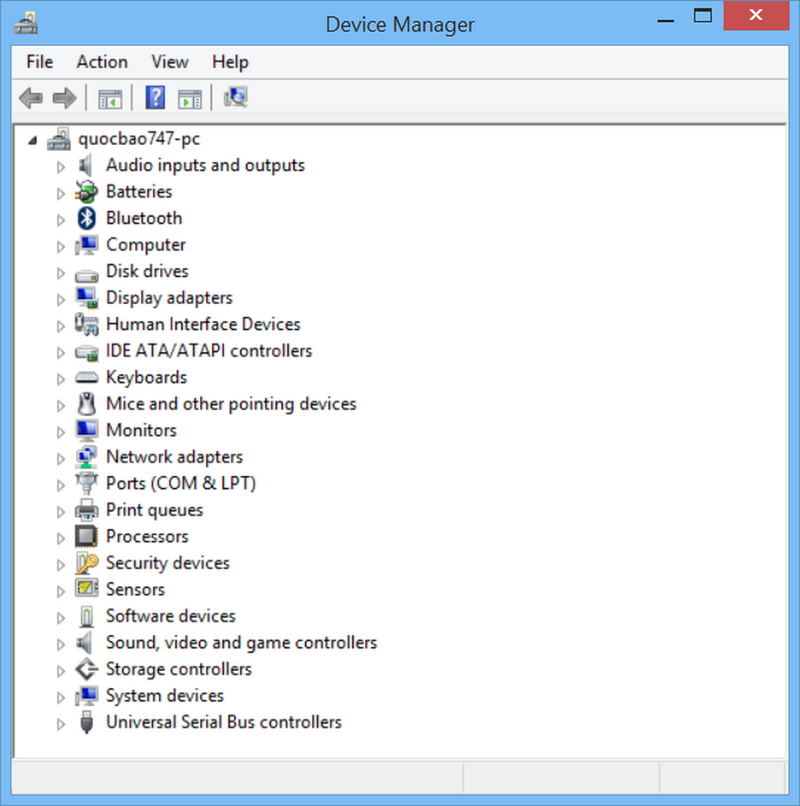 Hãy quan sát cửa sổ Device Manager