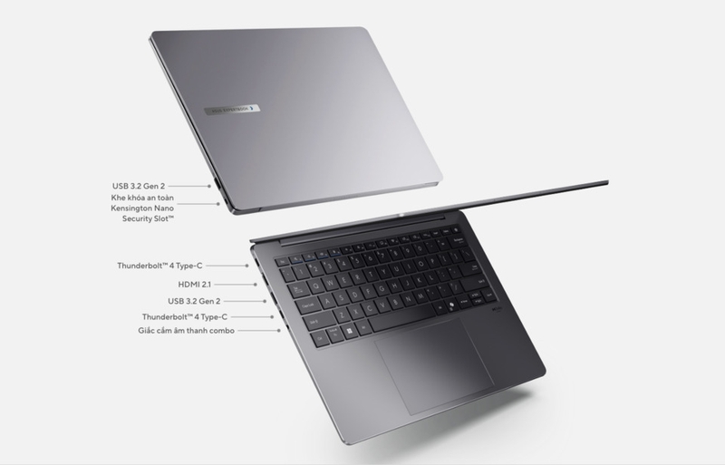 ExpertBook P5 được trang bị đầy đủ các cổng kết nối cần thiết