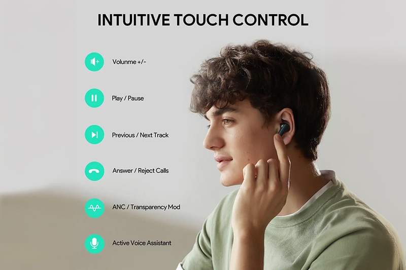 Aukey đã trang bị cho chiếc tai nghe của mình tính năng điều khiển cảm ứng ngay trên thân tai