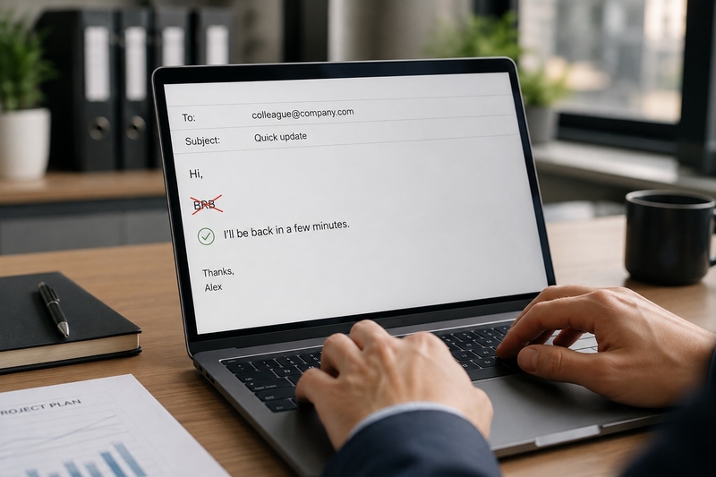 BRB có dùng trong email công việc được không