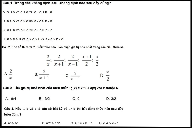 Bài tập bất đẳng thức 1-4