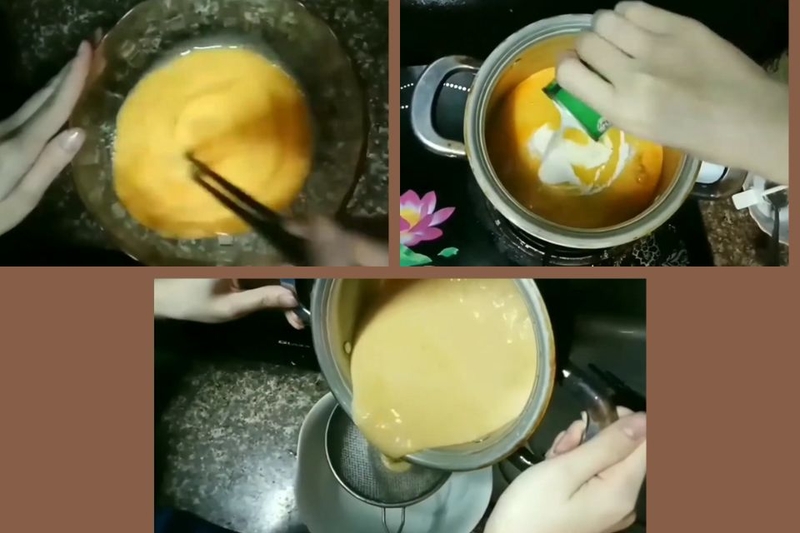 Chuẩn bị hỗn hợp flan