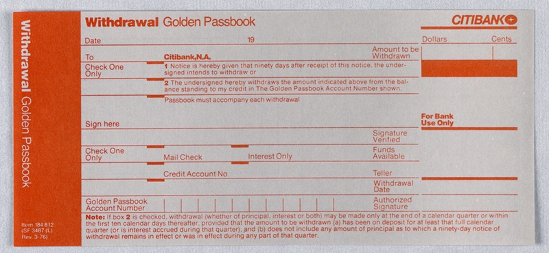 Withdrawal slip (Phiếu rút tiền)