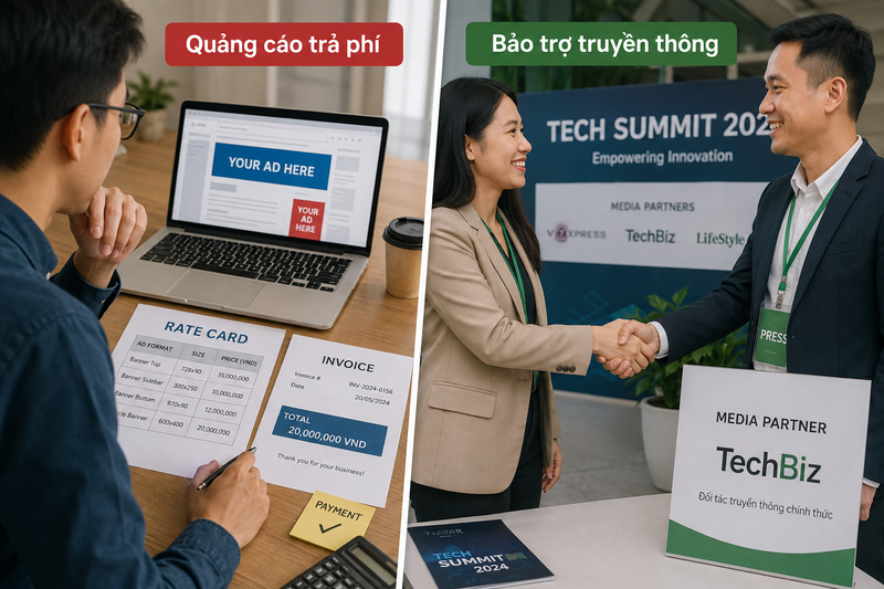 Phân biệt bảo trợ truyền thông với dịch vụ quảng cáo trả phí