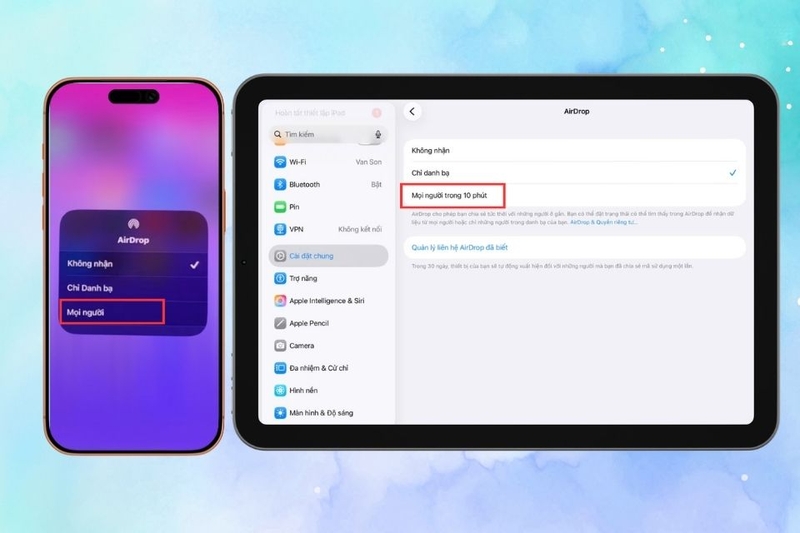 Bật AirDrop trên điện thoại iPhone