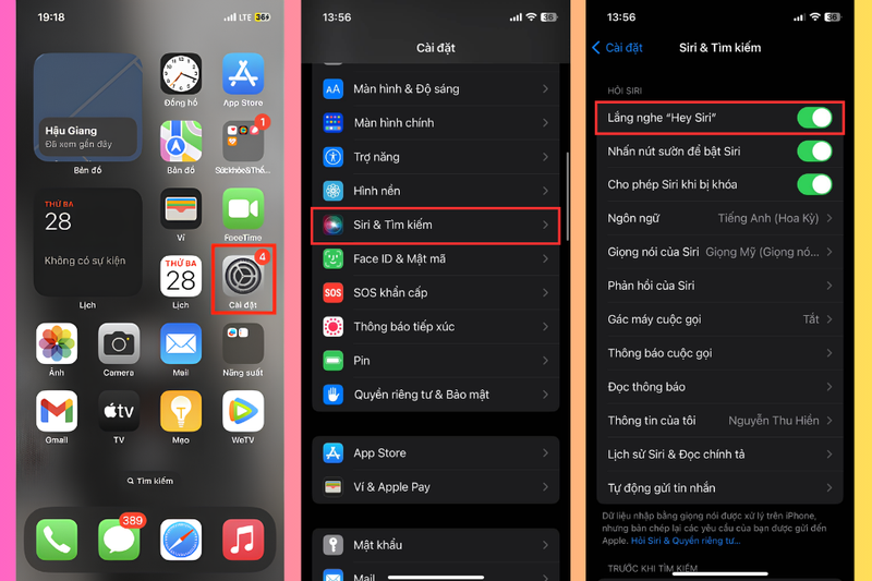 Bật Siri bằng giọng nói “Hey Siri”